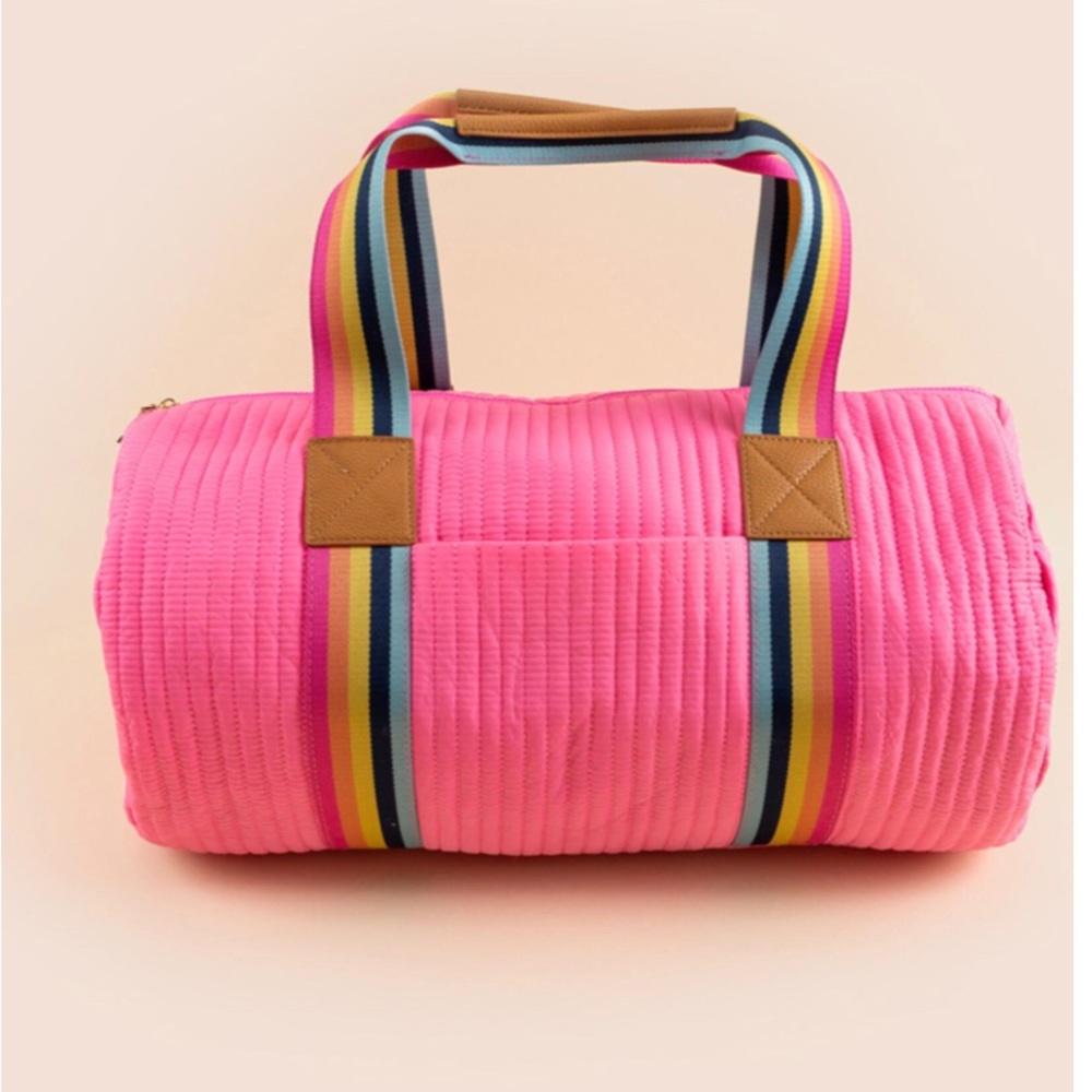 Multi Stripe Strap Quilted Weekender NWT